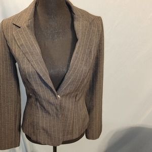 BCX Grey rainbow shimmer pinstripe suit jacket NWOT